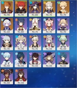AR 55 com 5 personagens 5 estrelas e armas!!! - Genshin Impact
