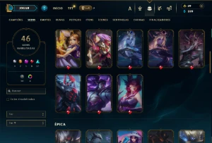 Bronze 4 com 140 Champs e 45 Skins + 1850 RP - League of Legends LOL