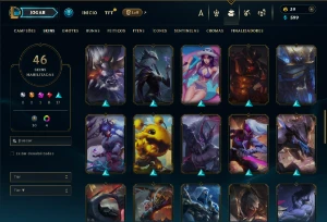 Bronze 4 com 140 Champs e 45 Skins + 1850 RP - League of Legends LOL