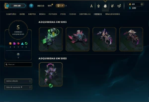 Bronze 4 com 140 Champs e 45 Skins + 1850 RP - League of Legends LOL