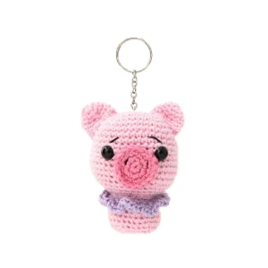 Chaveiro porco rosa em amigurumi - Artesanato e Personalizados
