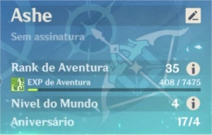 AR35 Ganyu + Prova de Kagura(yae) + Benção da lua + pitty 68 - Genshin Impact