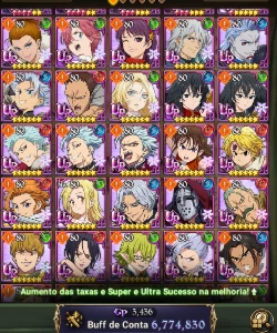 Conta 7DS 6,7K CC BOX muitos personagens 1400 DIAMANTES - Seven Deadly Sins