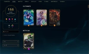 Conta LV 289 / 142 champs, 166 skins(17 lend, 3 ult, 1 mit) - League of Legends LOL