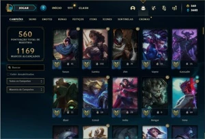Conta prata 1 com TODOS os champs e 71 Skins (500k de Yasuo) - League of Legends LOL