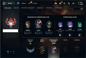 Conta prata 1 com TODOS os champs e 71 Skins (500k de Yasuo) - League of Legends LOL