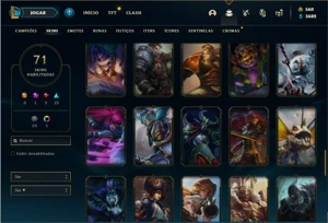 Conta prata 1 com TODOS os champs e 71 Skins (500k de Yasuo) - League of Legends LOL