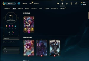Conta prata 1 com TODOS os champs e 71 Skins (500k de Yasuo) - League of Legends LOL