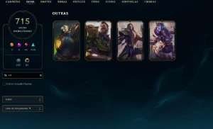 Unranked com TODOS os champs e 716 Skins + RP - League of Legends LOL