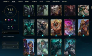 Unranked com TODOS os champs e 716 Skins + RP - League of Legends LOL