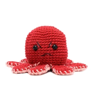 Polvo do Humor Rosa Reversível Feliz Bravo em Amigurumi - Artesanato e Personalizados