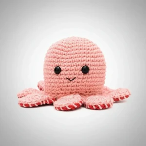 Polvo do Humor Rosa Reversível Feliz Bravo em Amigurumi - Artesanato e Personalizados