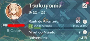 Yoimiya + Childe + Oração + Espada / Orgulho Celestial AR 50 - Genshin Impact