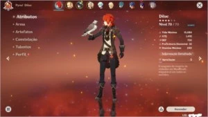 Genshin Impact - Diluc + Venti Rank 35 Bem Evoluida
