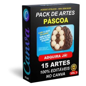 Pack Canva Páscoa Vol 3 - 15 Artes Editáveis