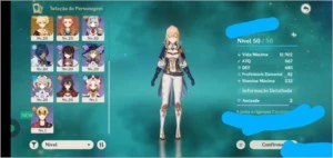 Hu Tao+Jean+Mona+ 7 personagens 4 estrelas Ar28 - Genshin Impact