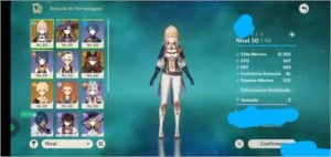 Hu Tao+Jean+Mona+ 7 personagens 4 estrelas Ar28 - Genshin Impact