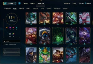 conta de lol gold 1 todos campeões e 134 skins - League of Legends