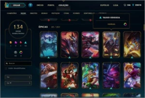 conta de lol gold 1 todos campeões e 134 skins - League of Legends