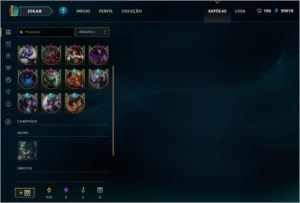 conta de lol gold 1 todos campeões e 134 skins - League of Legends