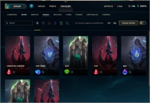 conta de lol gold 1 todos campeões e 134 skins - League of Legends