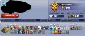 Vendo Vila Cv.8 Quase FuLL +1.083 GEMAS +4 CONSTRUTOR - Clash of Clans
