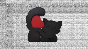 Gato Decorativo com Coração em Impressão 3D - Artesanato e Personalizados