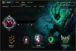 Conta Platina IV| League of Legends| 100 champs|7 pgs runa LOL