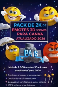 Pack De 2K De Emotes 3D E Ícones Para Canva Atualizado 2026 - Others