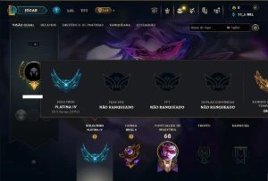 Platina 4 com 45 Champs e 15 Skins +3 Vitoriosas - League of Legends LOL