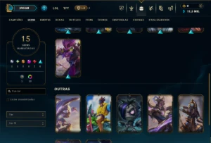 Platina 4 com 45 Champs e 15 Skins +3 Vitoriosas - League of Legends LOL