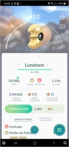 LUNATONE Shiny Brilhante Pokemon Go - Pokémon