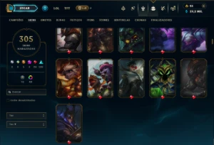 Unranked com TODOS os Champs e 305 Skins ( ADC / JG ) - League of Legends LOL