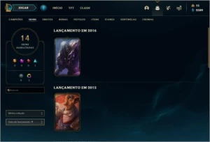 CONTA LOL OURO 2, LVL 59, 63 CHAMPIONS, 14 SKINS, 26 BAUS - League of Legends