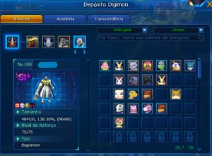 Conta SusanoomonShin 6 136% pulse DB e ACCs top- LADMO OMEGA - Digimon Masters Online