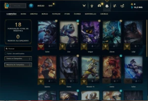 Conta MESTRE com 21 Champs e 21 Fragmentos de skins - League of Legends LOL