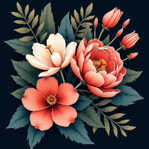 Coleção de Estampas Florais com Fundo Escuro – Mais de 100 A
