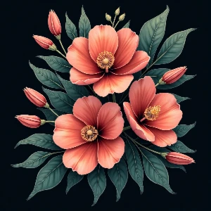 Coleção de Estampas Florais com Fundo Escuro – Mais de 100 A - Outros
