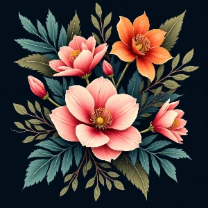Coleção de Estampas Florais com Fundo Escuro – Mais de 100 A - Outros