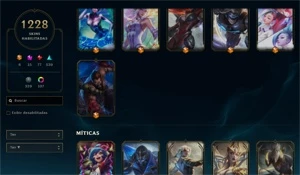 CONTA DE LOL PLATINA 1 COM 1229 SKINS E SKINS NO VALORANT - League of Legends
