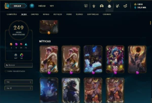 Platina 3 com TODOS os champs e 249 Skins + 6 Prestigios - League of Legends LOL