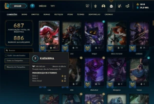Platina 3 com TODOS os champs e 249 Skins + 6 Prestigios - League of Legends LOL
