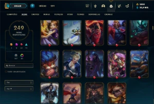 Platina 3 com TODOS os champs e 249 Skins + 6 Prestigios - League of Legends LOL