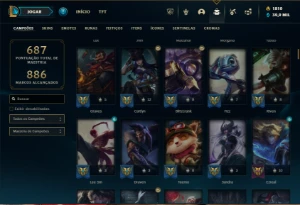 Platina 3 com TODOS os champs e 249 Skins + 6 Prestigios - League of Legends LOL