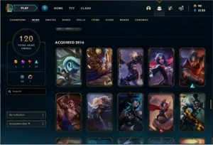 Conta com 120 skins e skins vitoriosas a partir de 2015 - League of Legends LOL