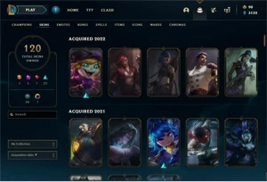 Conta com 120 skins e skins vitoriosas a partir de 2015 - League of Legends LOL