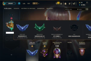 Esmeralda 3 com 85 Champs e 32 Skins +3 Prestigios - League of Legends LOL