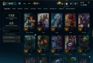 Esmeralda 3 com 85 Champs e 32 Skins +3 Prestigios - League of Legends LOL