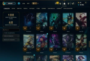 Esmeralda 3 com 85 Champs e 32 Skins +3 Prestigios - League of Legends LOL