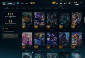 Esmeralda 3 com 85 Champs e 32 Skins +3 Prestigios - League of Legends LOL